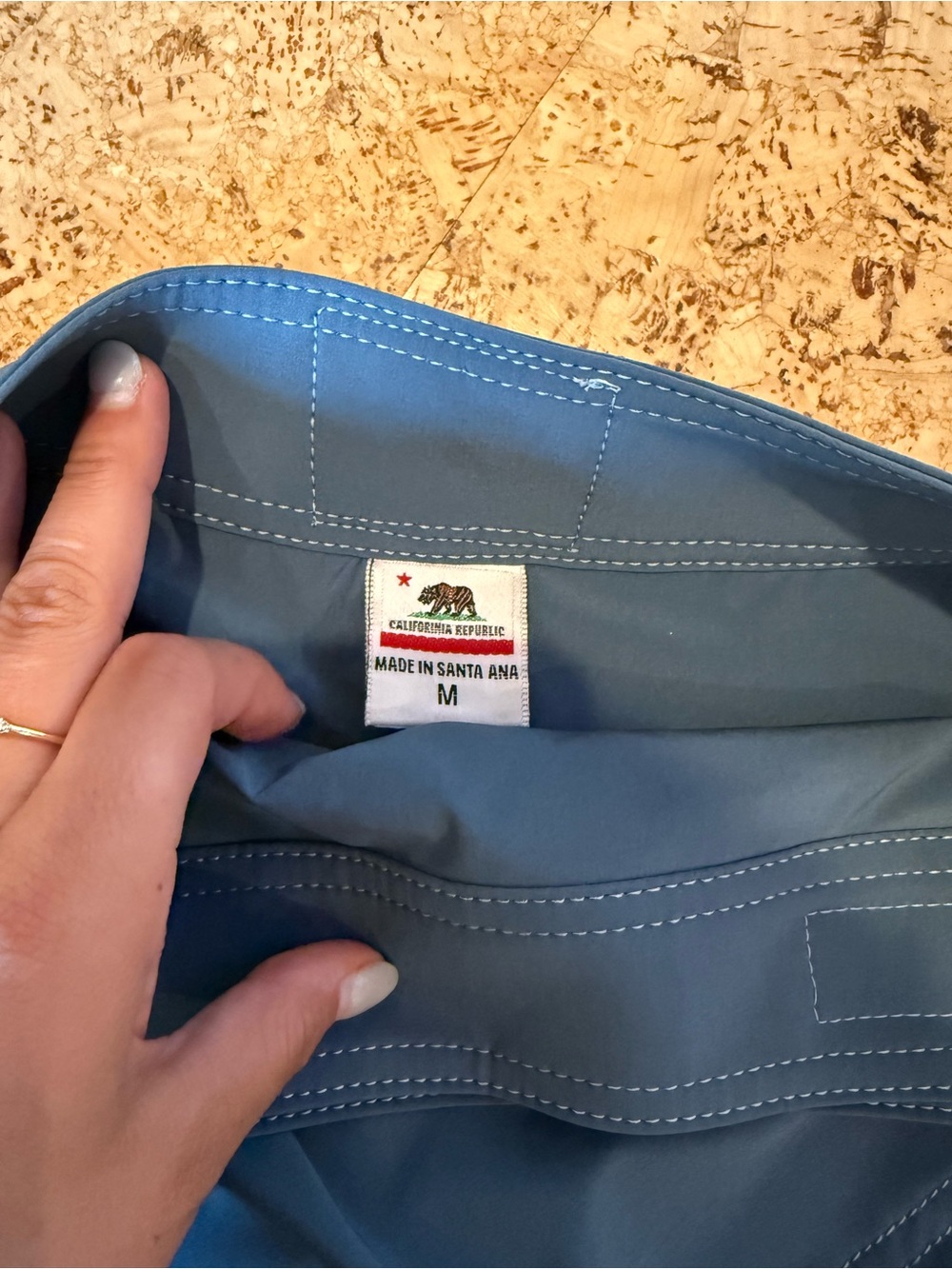 Birdwell Teal Blue Surf Trunks with Logo Patch - Picture 6 of 6